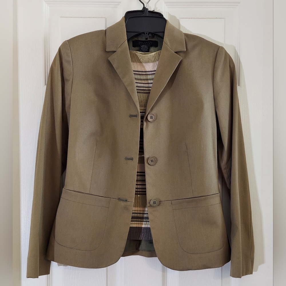 LIMITED | XS '90s Stretch Sage Green Suit Jacket and Size Small Silk Knit Shell